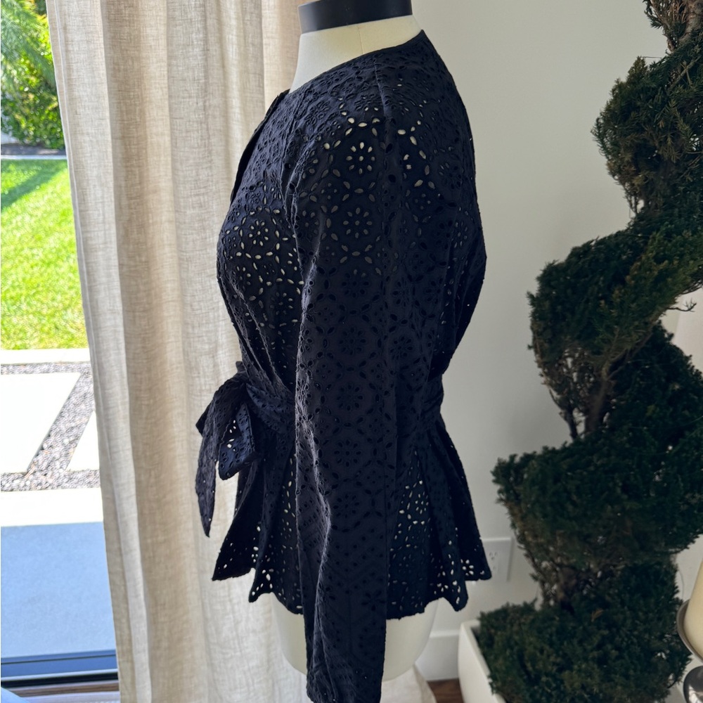 Veronica Beard Kapnos Eyelet Jacket - Black Size 2 - Picture 8 of 15